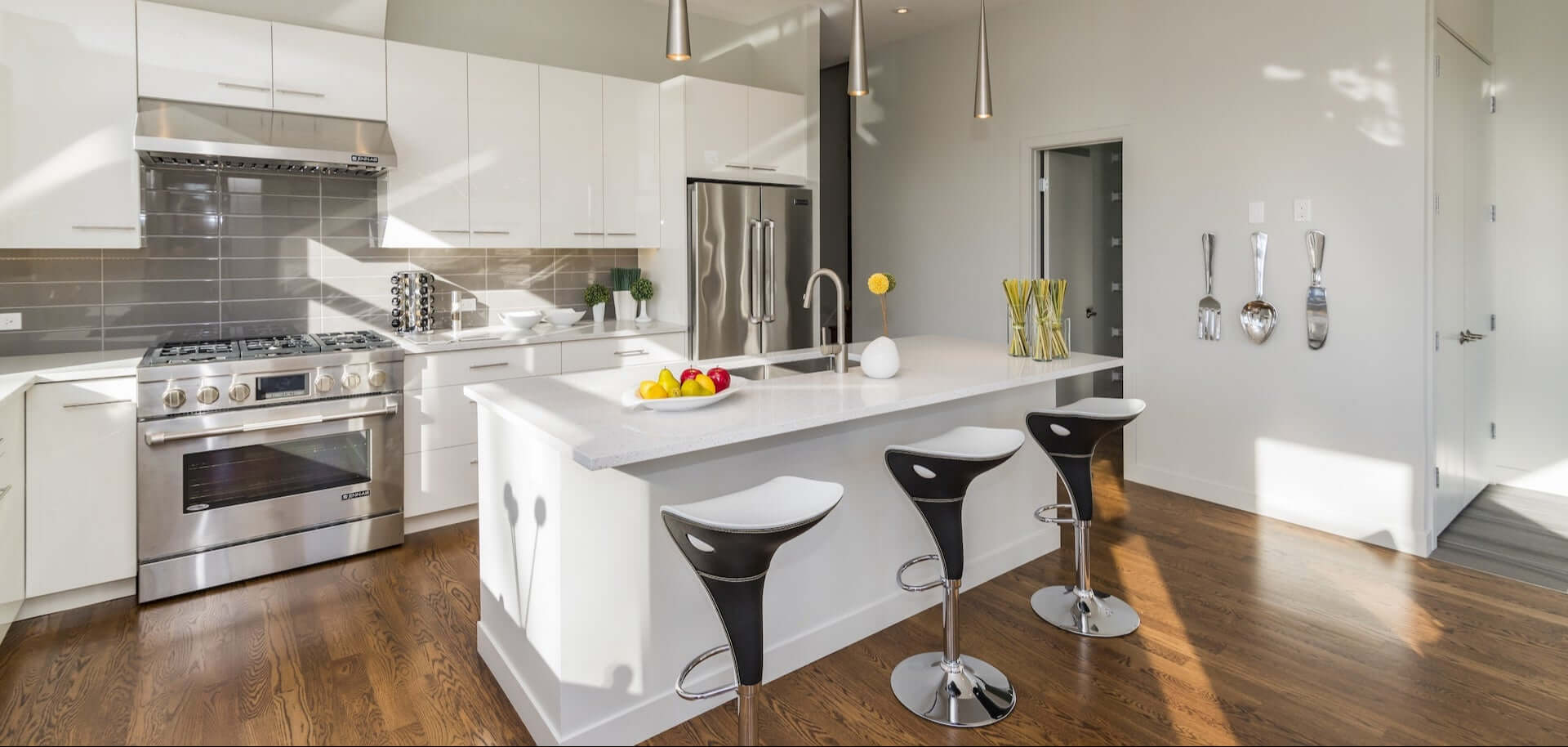 Beautiful showroom interior with cabinet displays